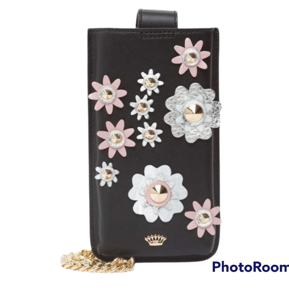 NWT Juicy Couture Black Label LEATHER Bel Air Bijoux Cell Phone  Crossbo…